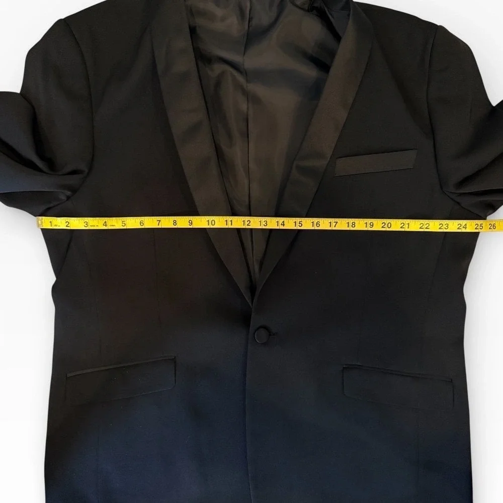 Vittorio St. Angelo Mens Black Shawl Lapel Tuxedo Suit 2pc Set 40R‎ Pleated Pant